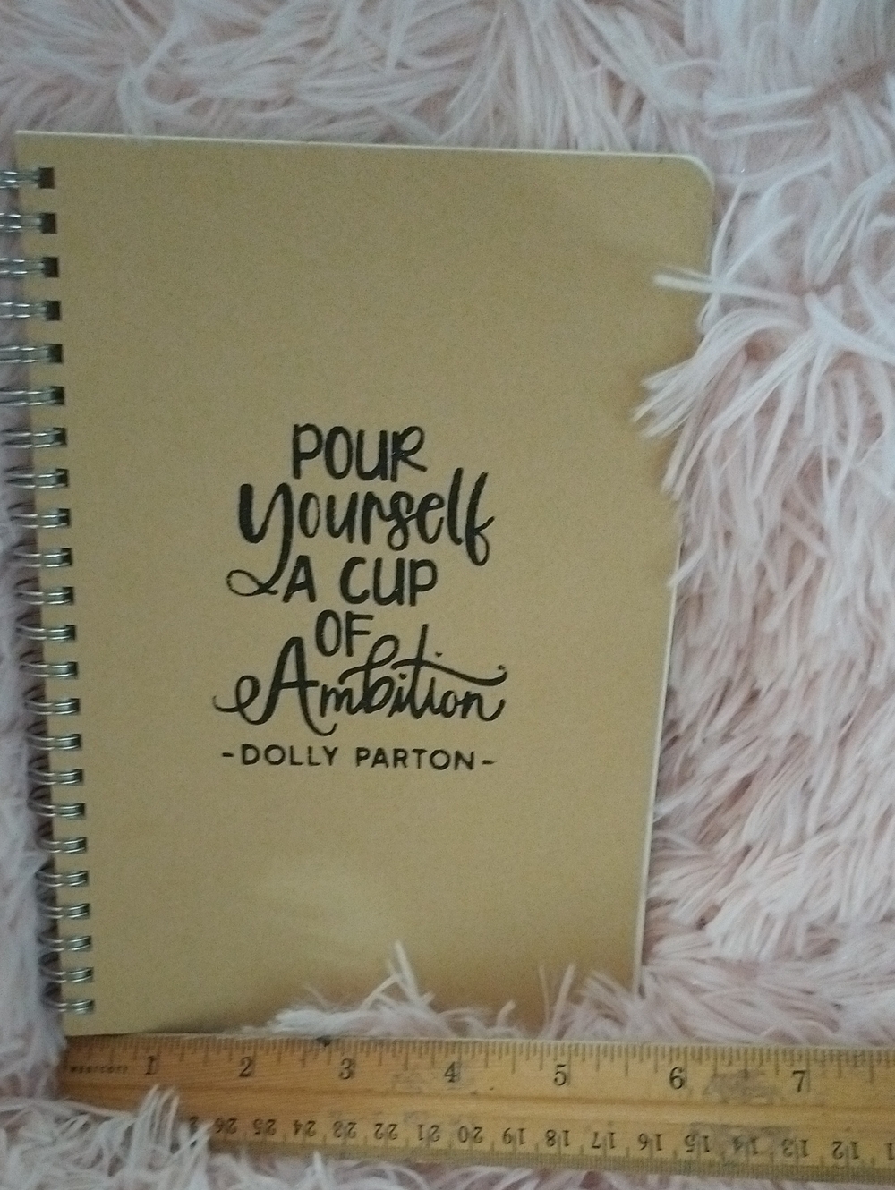 Chalk Couture tan Spiral Notebook with Dolly Quote